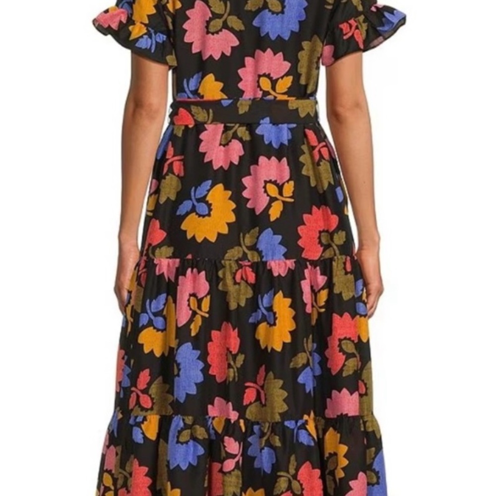 j. marie floral printed belted midi dress - Picture 2 of 4